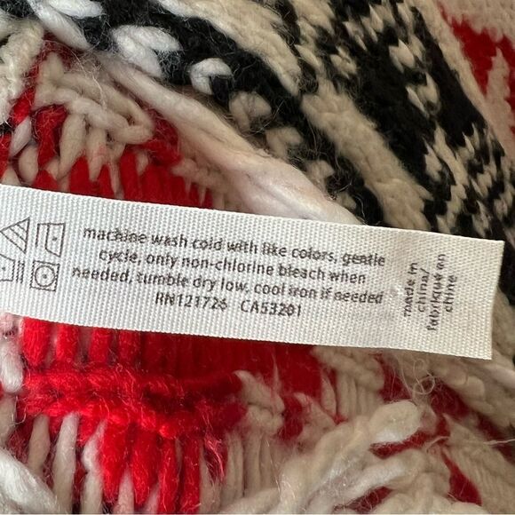 Bethany Mota Open Front Aztec Pattern Fringe Shawl Knit Cardigan, Size Medium - Picture 9 of 10